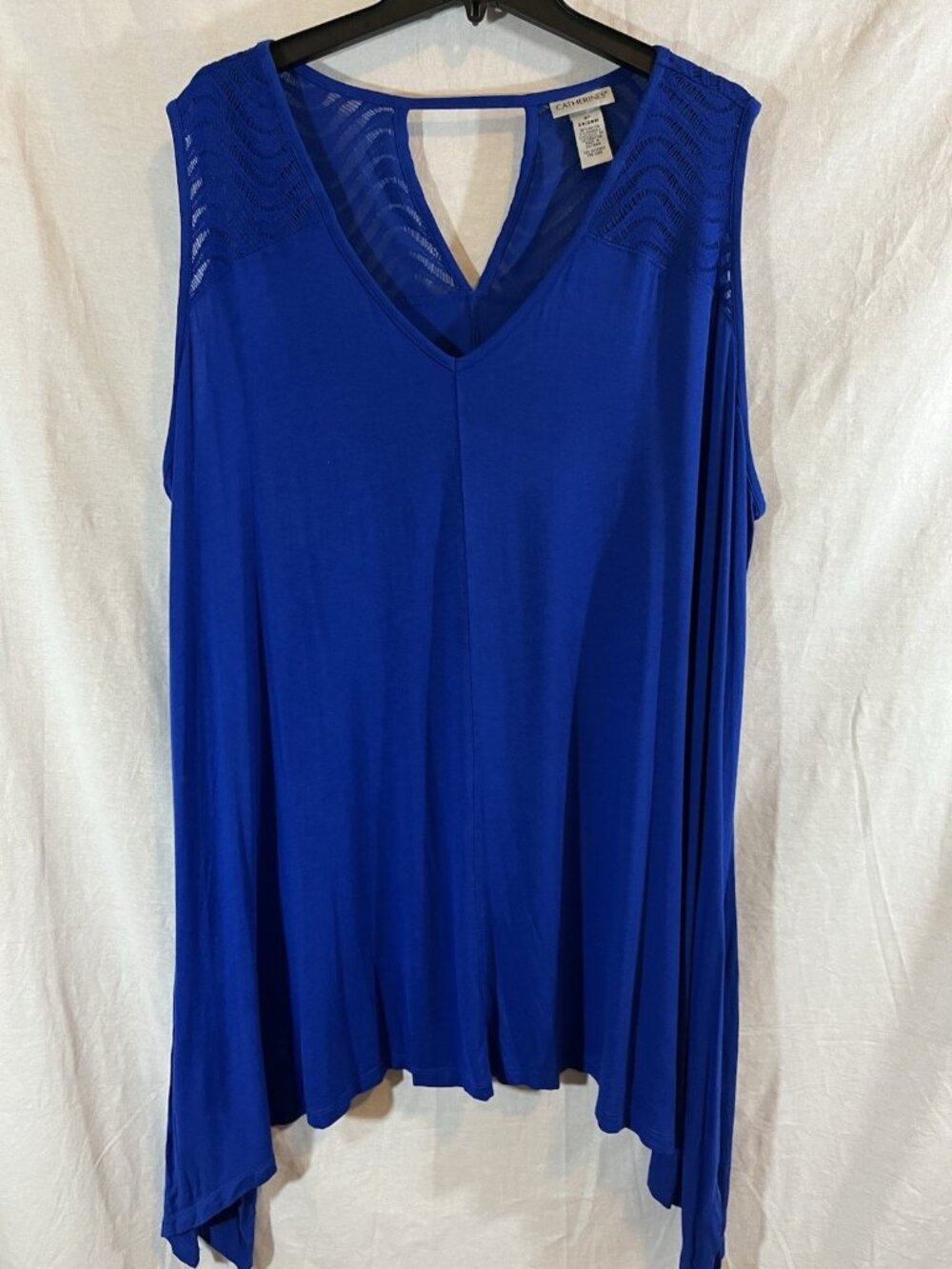 Catherine’s Women’s 3X (26/28) Blue Sleeveless Rayon Blend Tunic